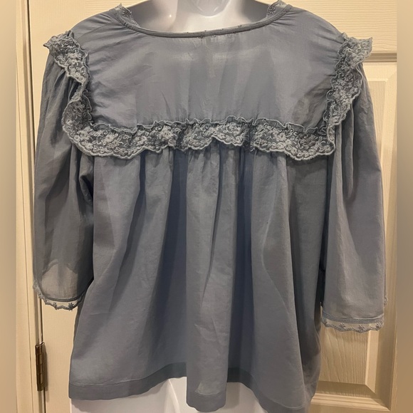 Free People Light Blue Ruffled Blouse - Picture 11 of 11